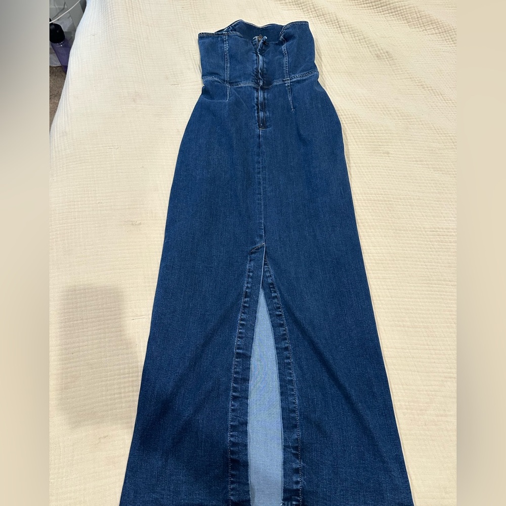Reformation Eugenia Denim Strapless Dress - Blue - Picture 5 of 9